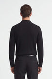 MAGLIA A COSTINA COLLO POLO MEZZA ZIP NERO