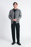 MAGLIA CON ZIP E CAPPUCCIO IN PUNTO MILANO GRIGIO MEDIO - Sonnybono