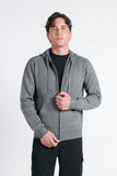 MAGLIA CON ZIP E CAPPUCCIO IN PUNTO MILANO GRIGIO MEDIO - Sonnybono