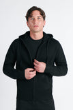 MAGLIA CON ZIP E CAPPUCCIO IN PUNTO MILANO NERO - Sonnybono