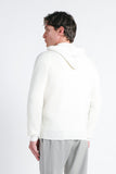 MAGLIA CON ZIP E CAPPUCCIO IN PUNTO MILANO PANNA - Sonnybono