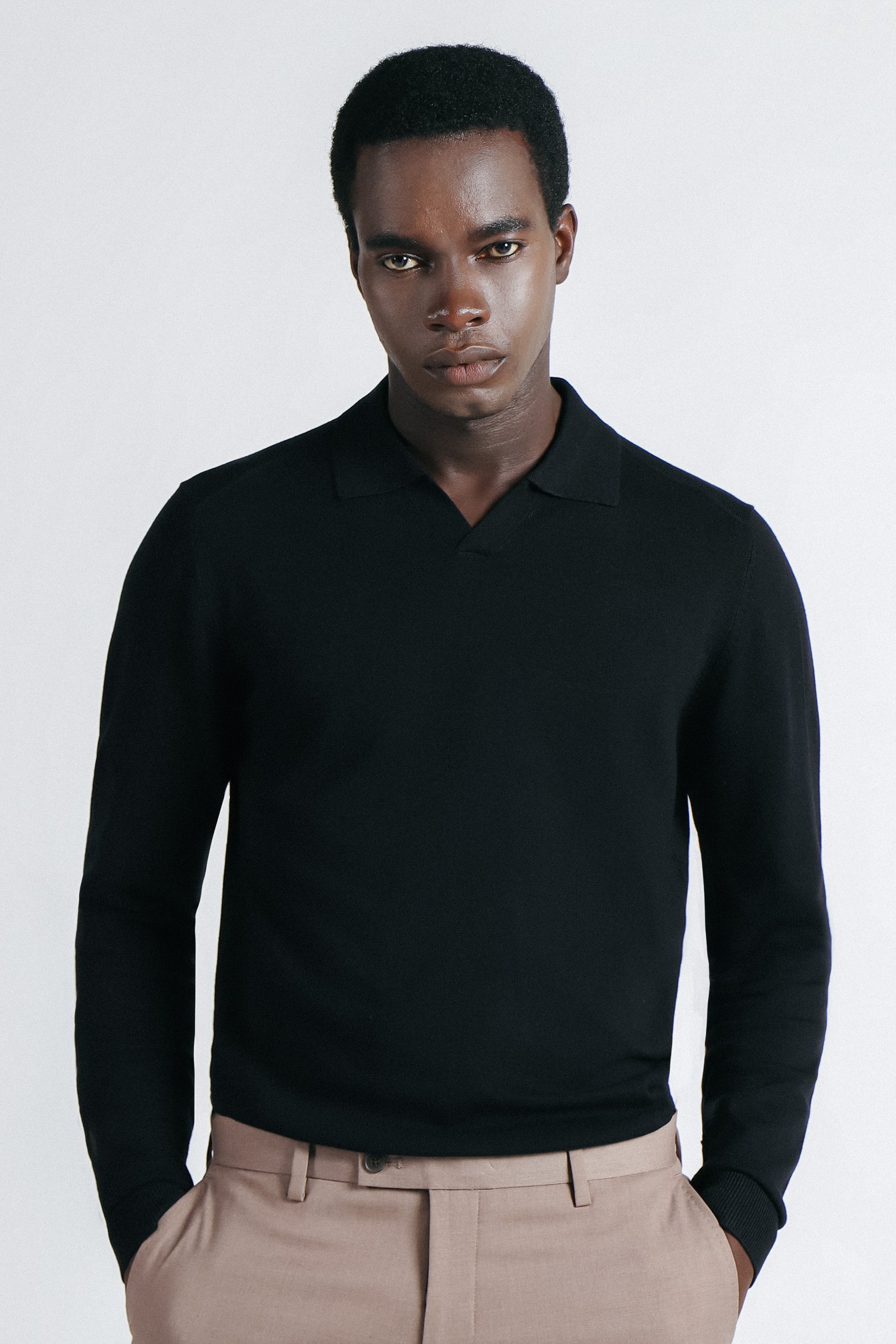 MAGLIA POLO CON COLLO DERBY NERO