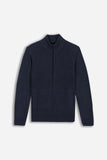 MAGLIA FULL ZIP COLLO IN PIEDI IN COSTINA BLEU - Sonnybono