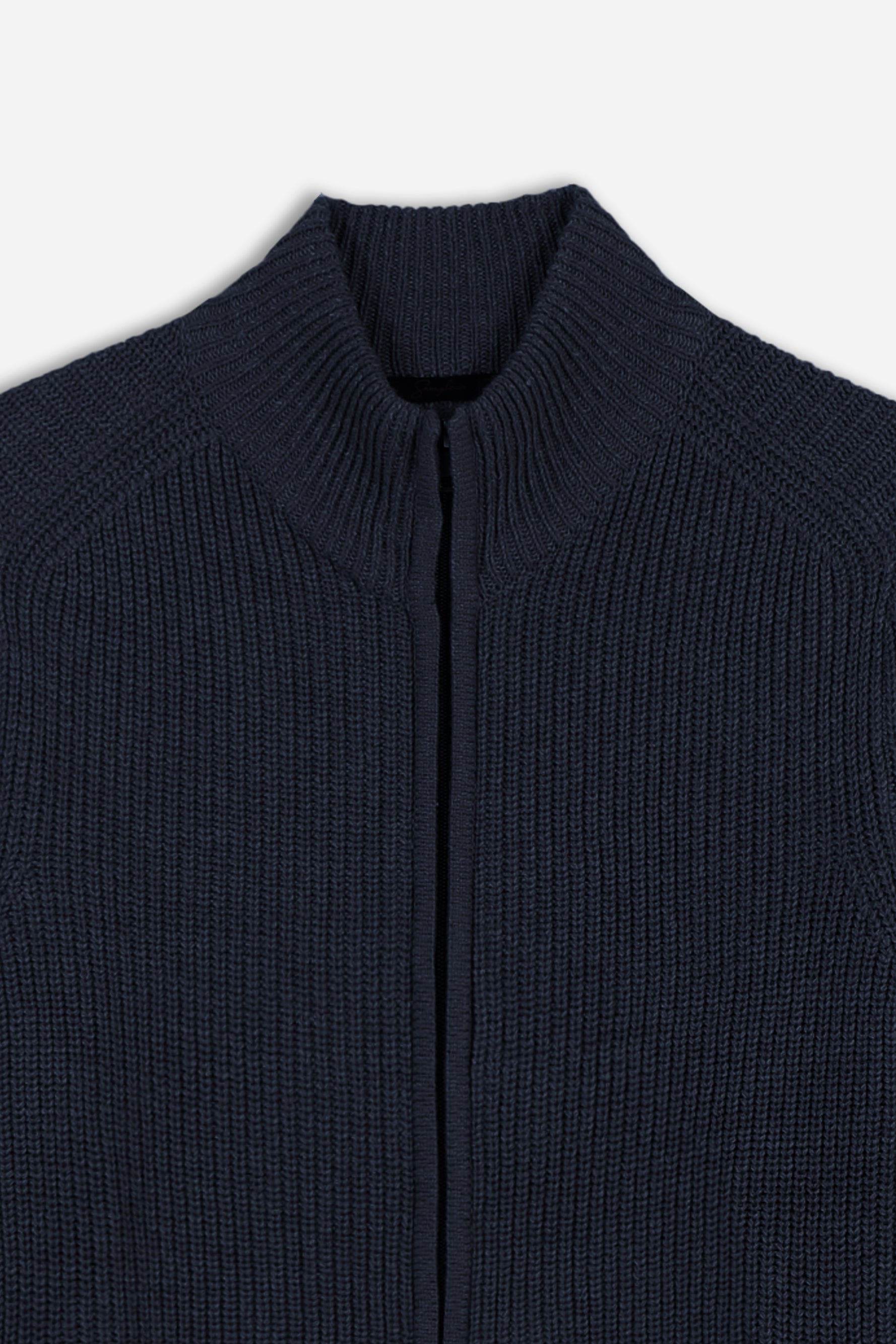 MAGLIA FULL ZIP COLLO IN PIEDI IN COSTINA BLEU - Sonnybono