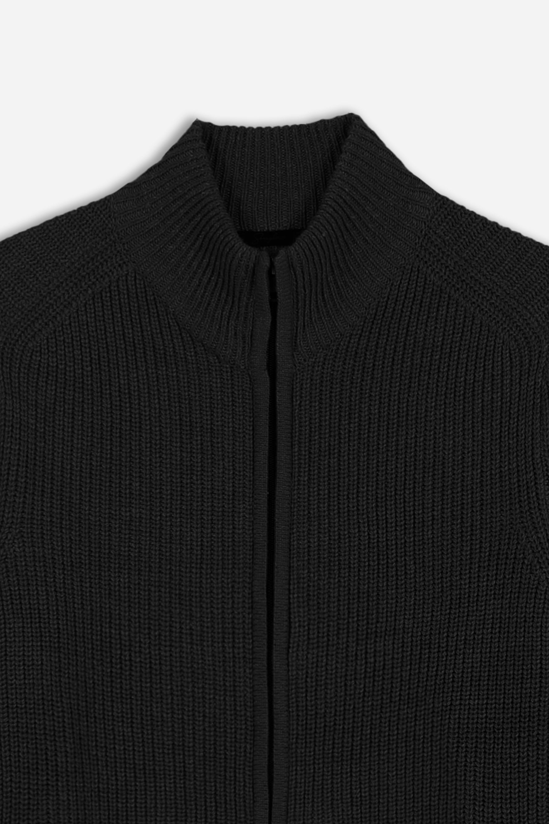 MAGLIA FULL ZIP COLLO IN PIEDI IN COSTINA NERO - Sonnybono