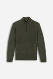 MAGLIA FULL ZIP COLLO IN PIEDI IN COSTINA VERDE MILITARE - Sonnybono
