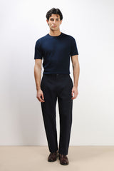 T-SHIRT GIRCOLLO IN MAGLINA BLEU