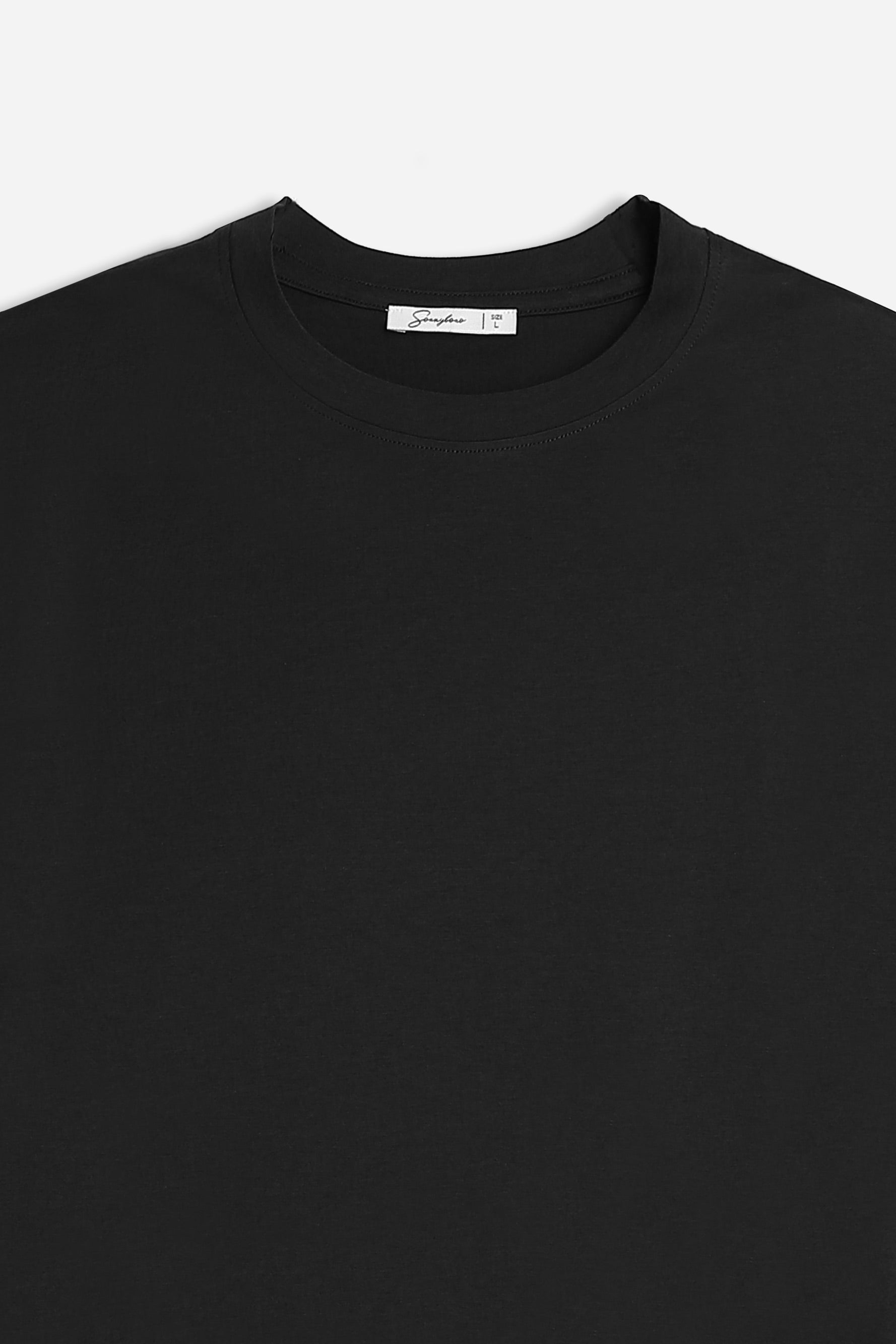 T-SHIRT GIROCOLLO IN COTONE MORBIDO NERO