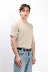 T-SHIRT GIROCOLLO IN COTONE MORBIDO SABBIA
