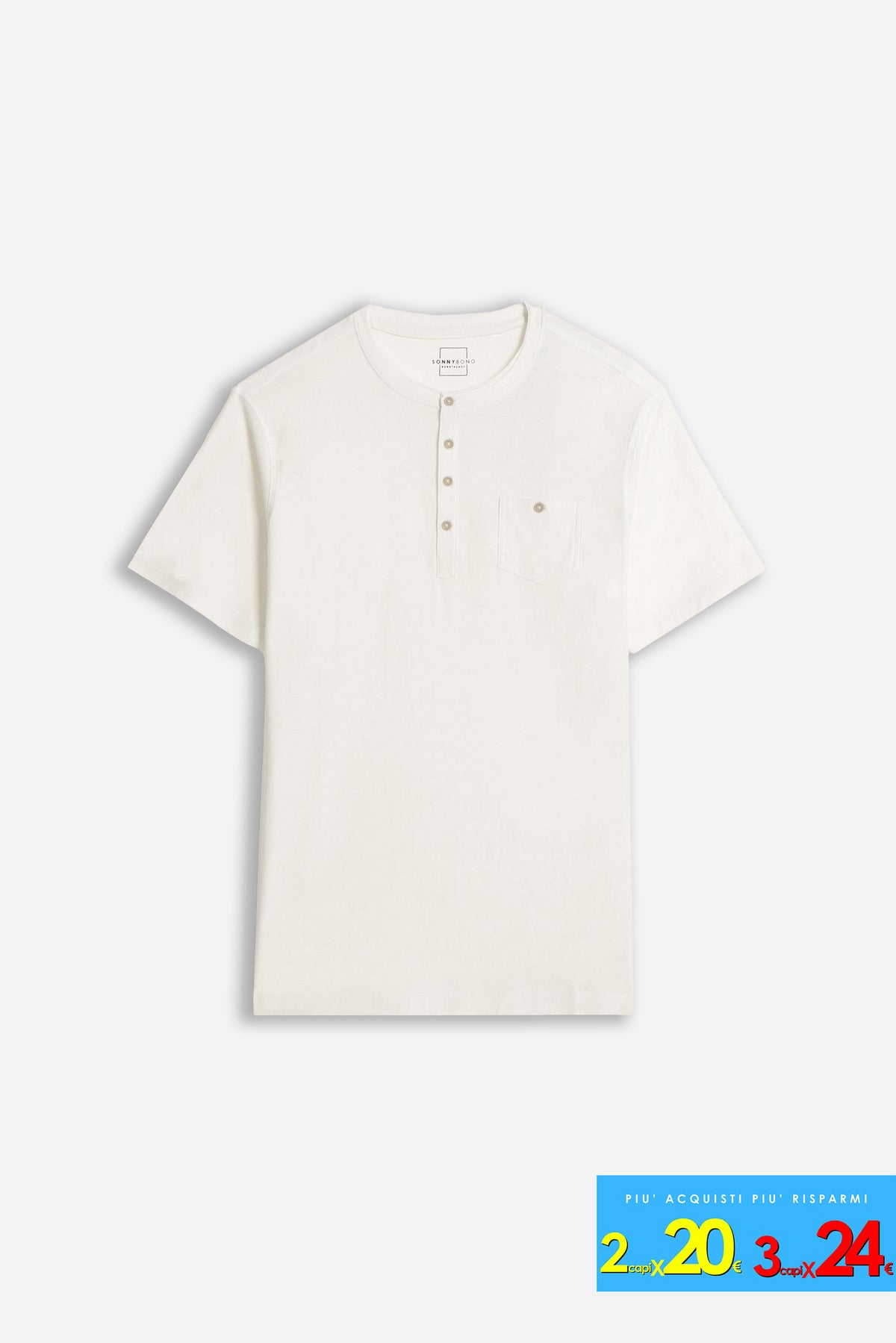 T-SHIRT SLUB SERAFINO CON TASCHINO GESSO 
