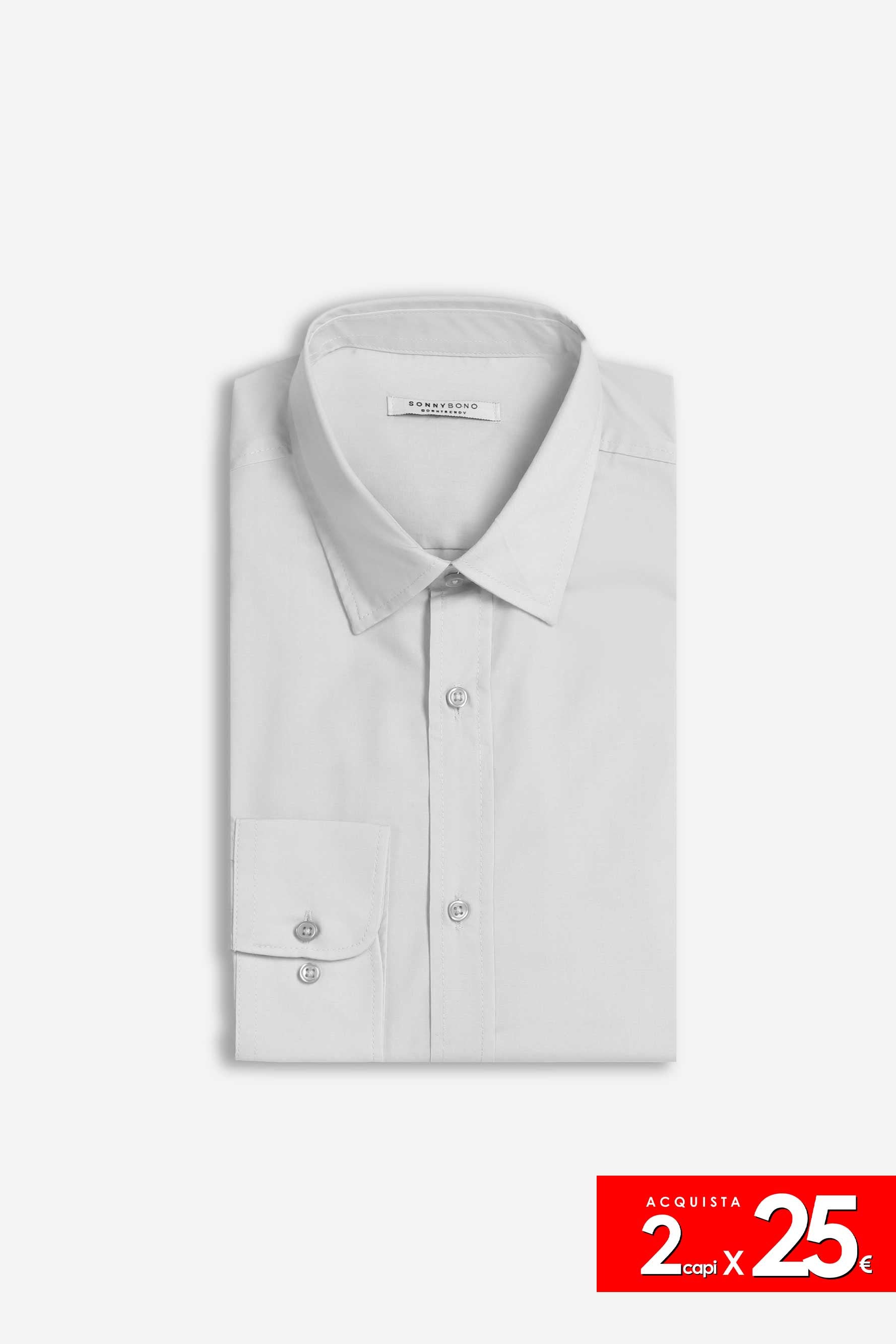 CAMICIA BASIC COLLO ITALIANO GRIGIO CHIARO
