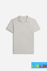 POLO SLUB CON COLLO DERBY GRIGIO GHIACCIO