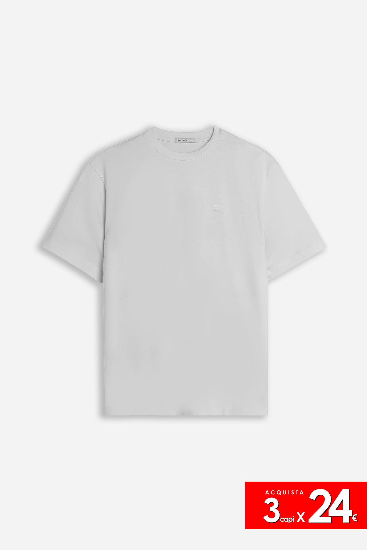 T-SHIRT GIROCOLLO BASIC CON DETTAGLIO GRIGIO GHIACCIO