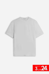 T-SHIRT GIROCOLLO BASIC CON DETTAGLIO GRIGIO GHIACCIO