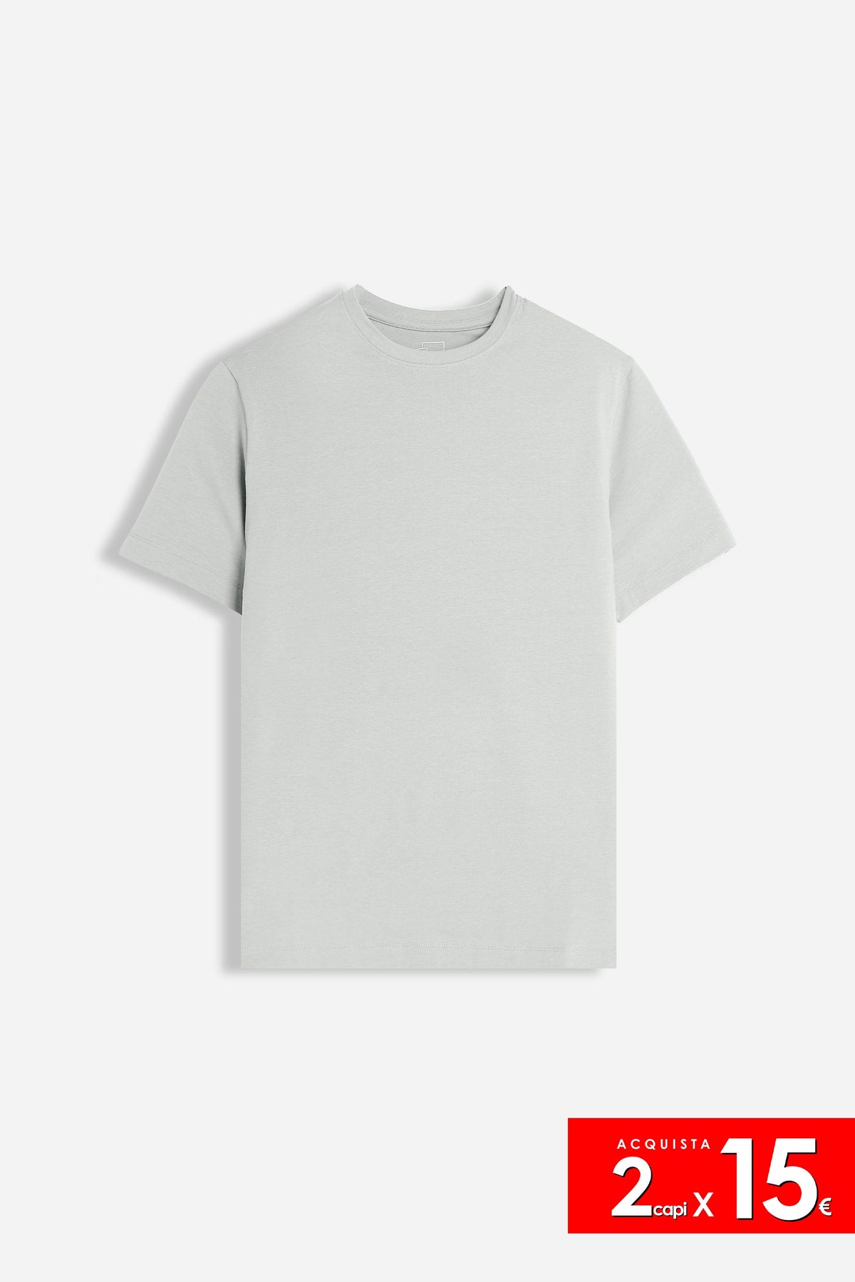 T-SHIRT GIROCOLLO BASIC STRETCH GRIGIO GHIACCIO