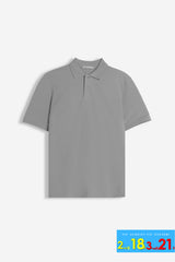 POLO PIQUET BASIC TINTA UNITA E LOGO GRIGIO SCURO