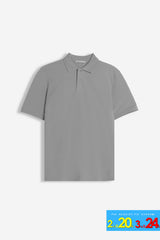POLO PIQUET BASIC TINTA UNITA E LOGO GRIGIO SCURO