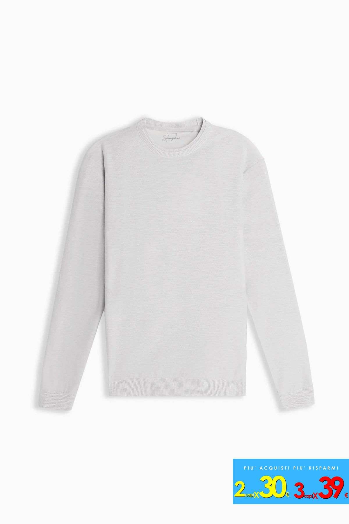 MAGLIA GIROCOLLO TESSUTO SLUB GRIGIO GHIACCIO