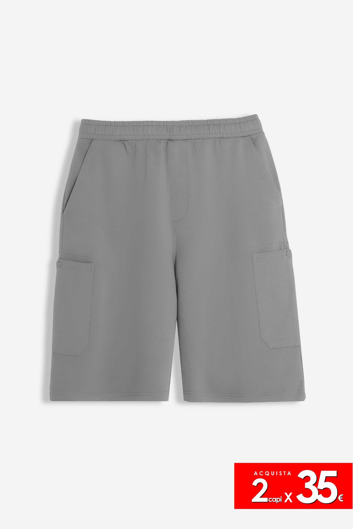 BERMUDA IN FELPA CON TASCONI GRIGIO SCURO