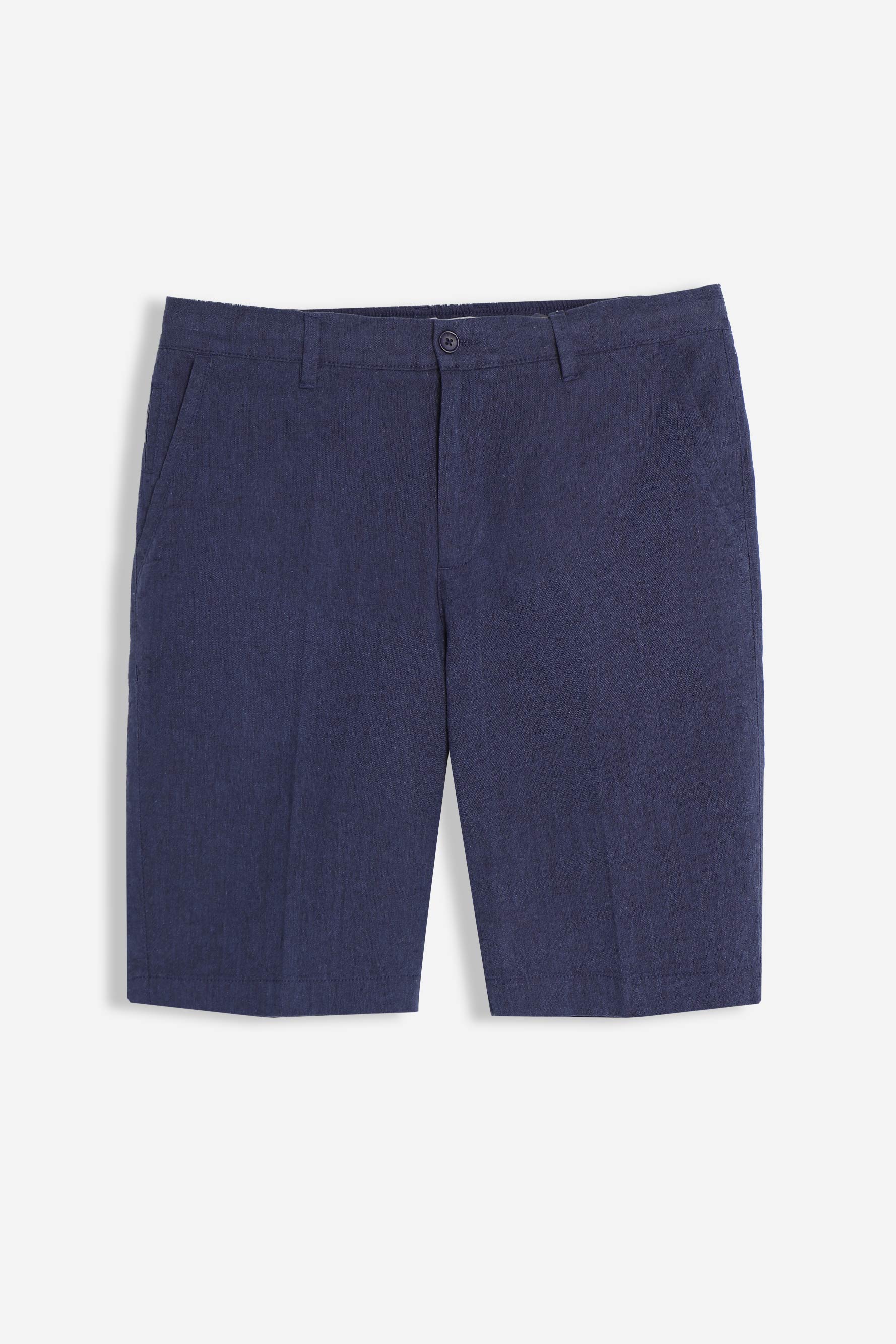 BERMUDA MISTO LINO MEZZA COULISSE BLEU