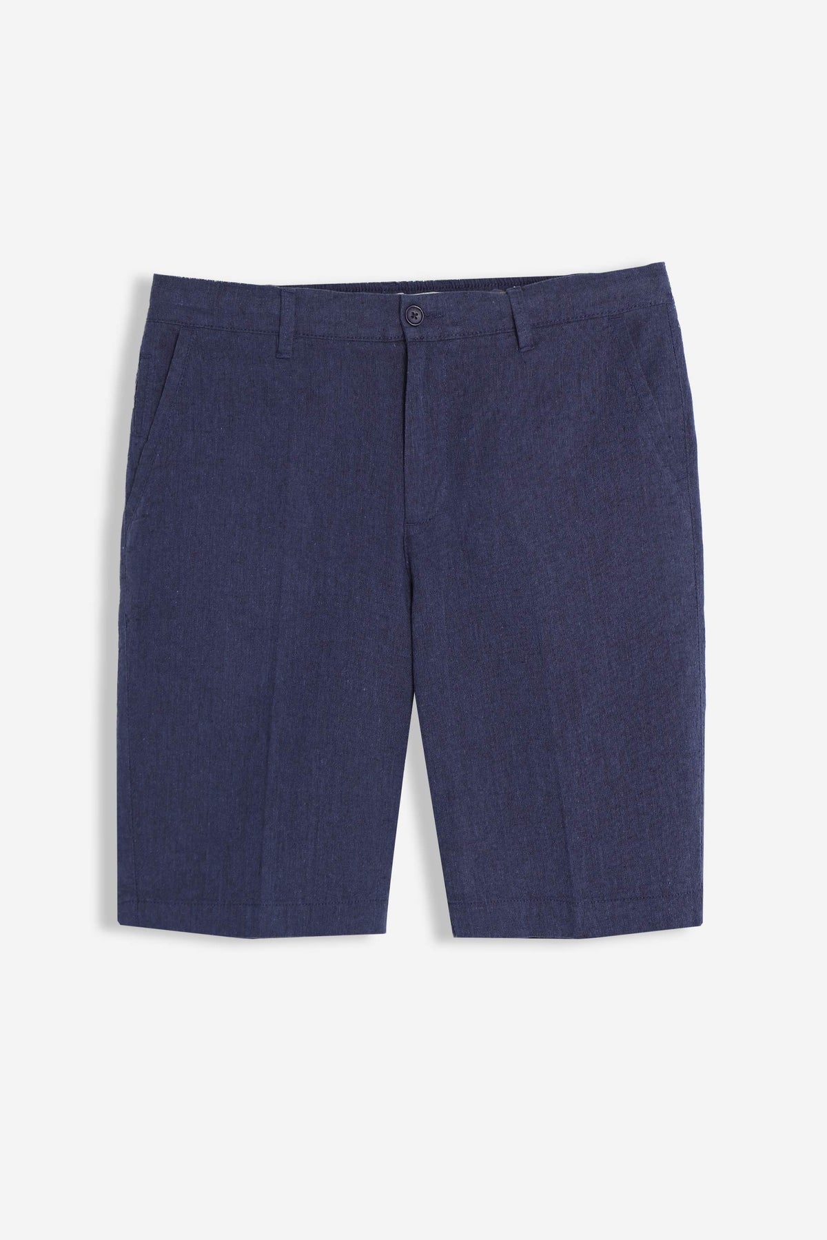 BERMUDA MISTO LINO MEZZA COULISSE BLEU