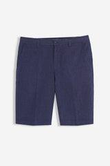 BERMUDA MISTO LINO MEZZA COULISSE BLEU