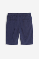 BERMUDA MISTO LINO MEZZA COULISSE BLEU