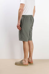 BERMUDA MISTO LINO MEZZA COULISSE VERDE MILITARE