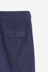 BERMUDA MISTO LINO CON FIBBIE LATERIALI BLEU
