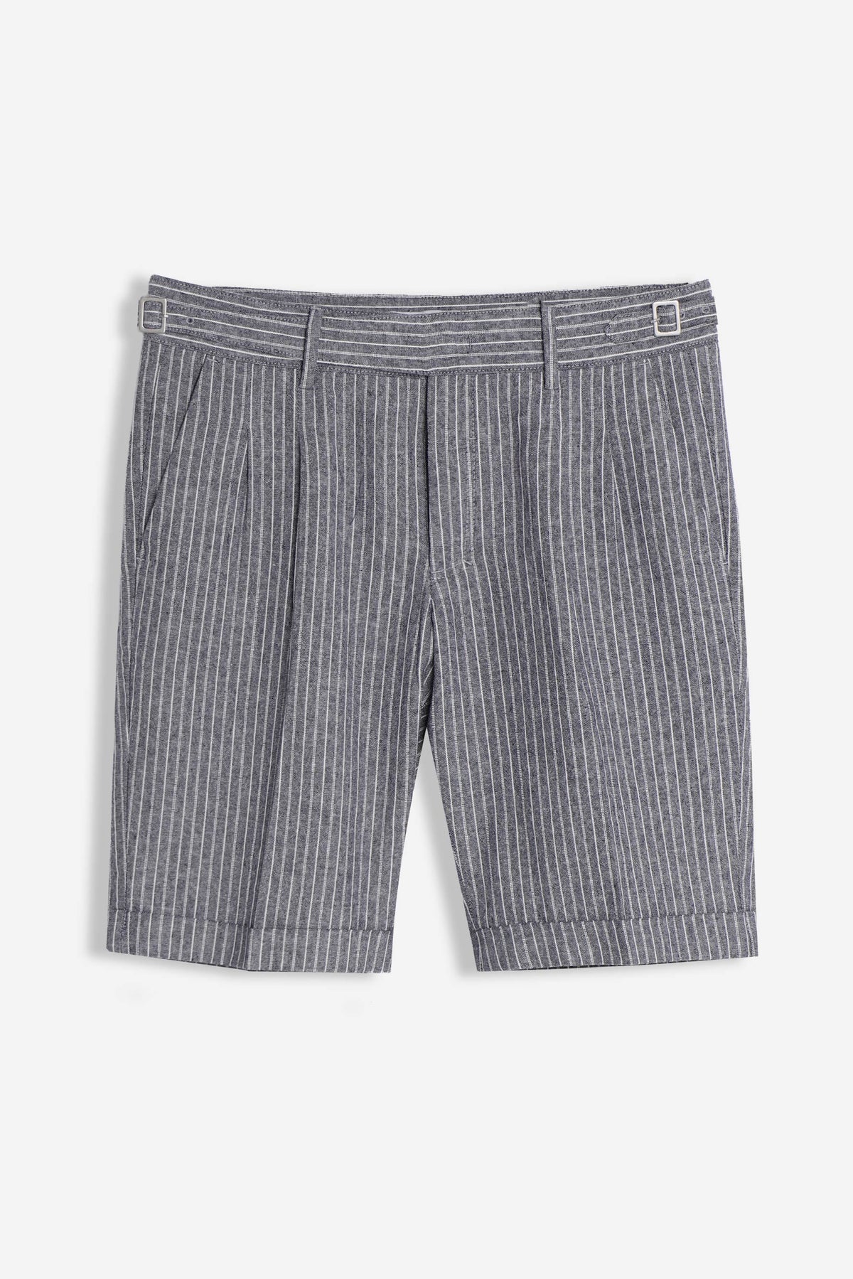 BERMUDA MISTO LINO CON FIBBIE LATERIALI F-DENIM