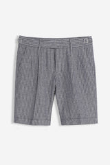 BERMUDA MISTO LINO CON FIBBIE LATERIALI F-DENIM