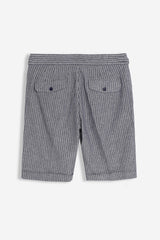 BERMUDA MISTO LINO CON FIBBIE LATERIALI F-DENIM