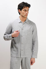 OVERSHIRT IN MISTO LINO F GRIGIO
