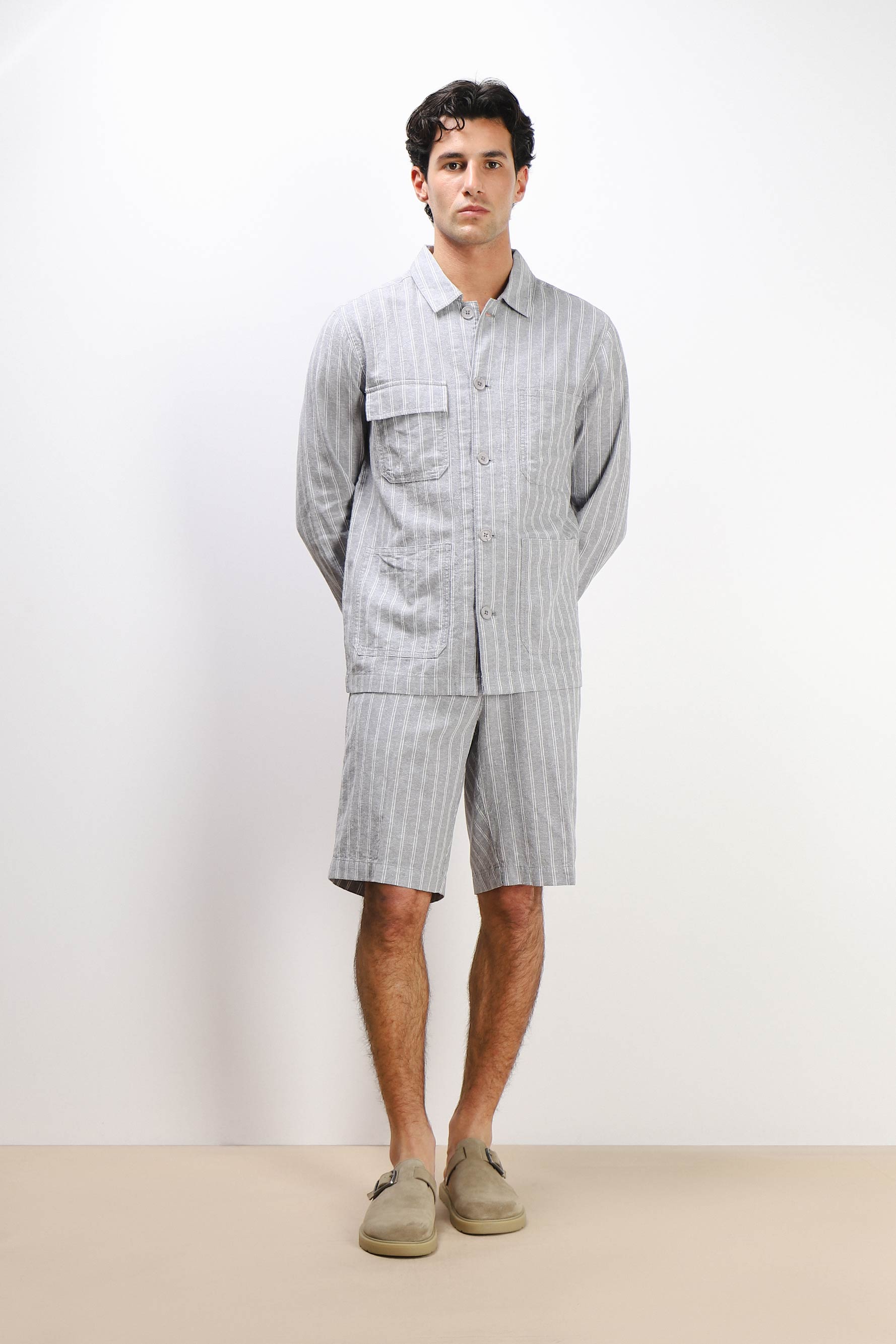 OVERSHIRT IN MISTO LINO F GRIGIO