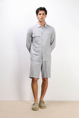 OVERSHIRT IN MISTO LINO F GRIGIO