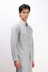 OVERSHIRT IN MISTO LINO F GRIGIO