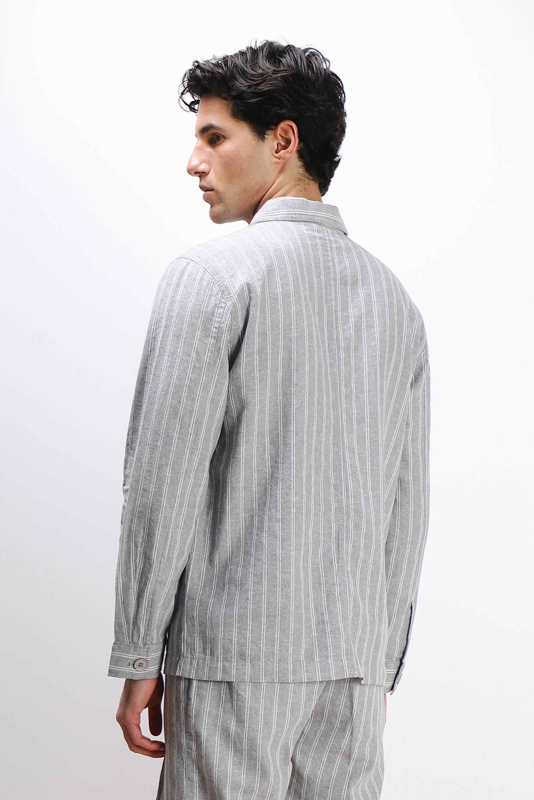 OVERSHIRT IN MISTO LINO F GRIGIO