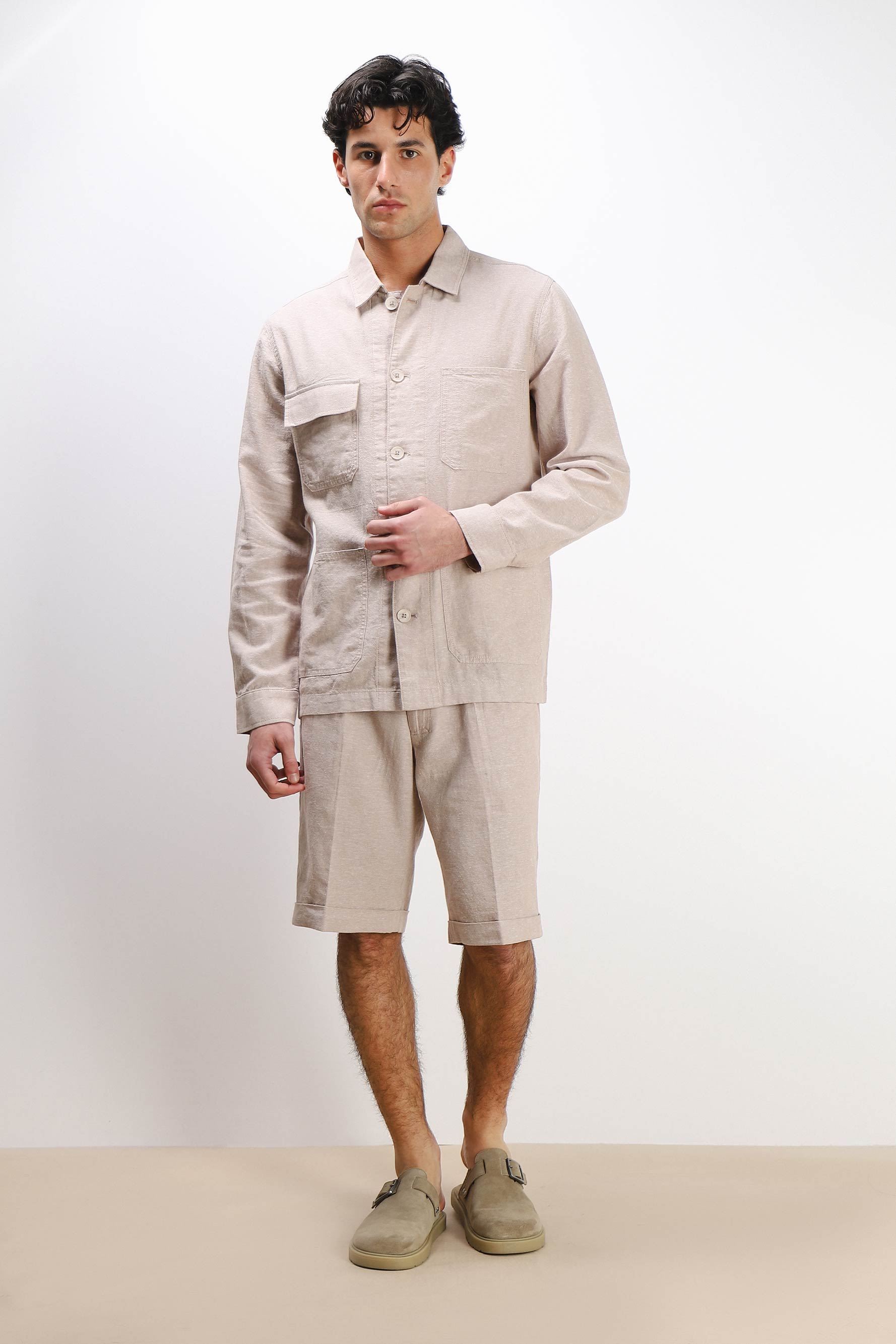 OVERSHIRT IN MISTO LINO SABBIA