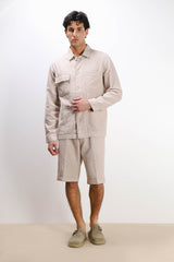 OVERSHIRT IN MISTO LINO SABBIA