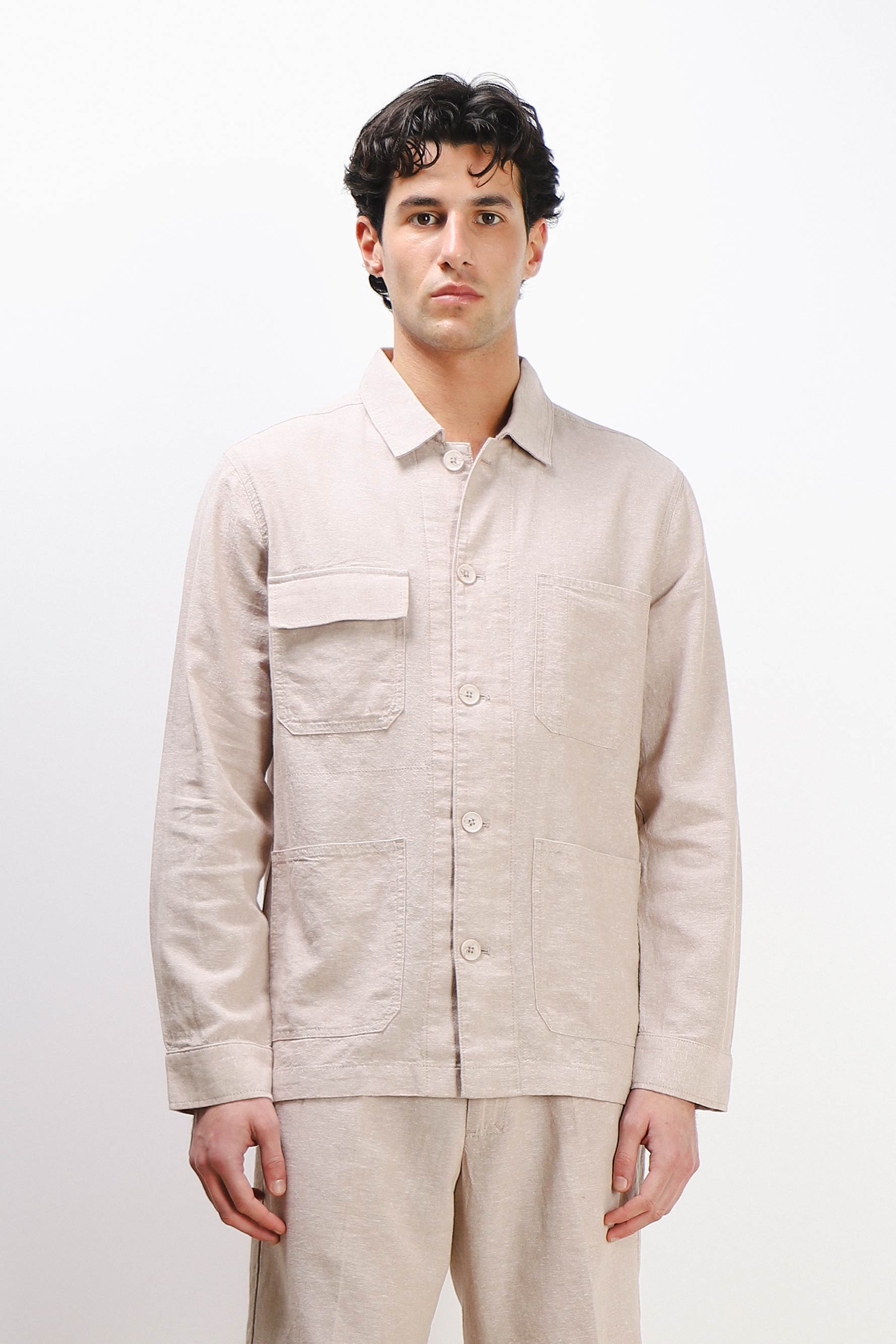 OVERSHIRT IN MISTO LINO SABBIA