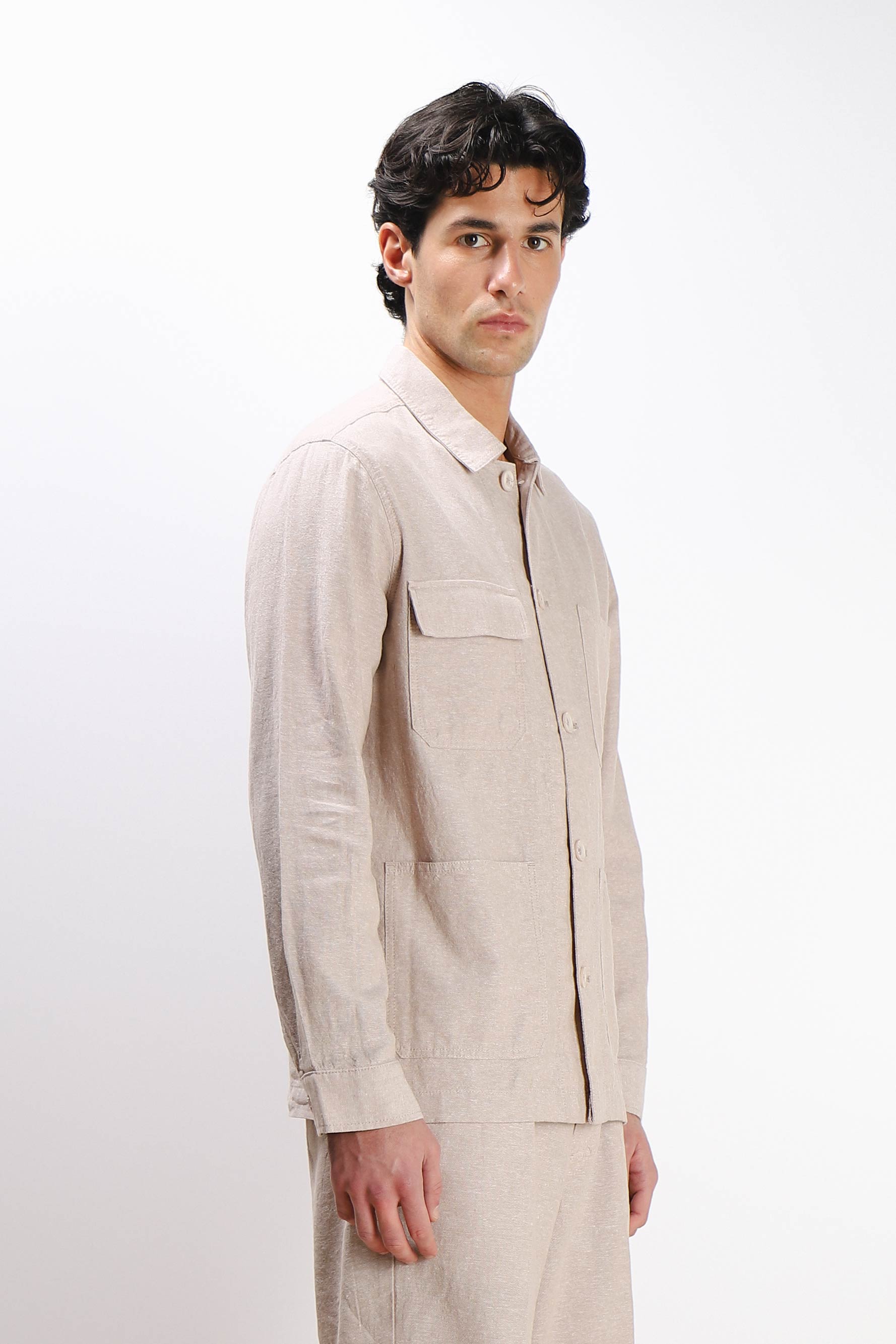 OVERSHIRT IN MISTO LINO SABBIA
