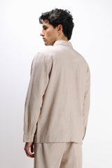 OVERSHIRT IN MISTO LINO SABBIA