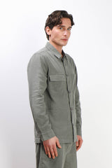 OVERSHIRT IN MISTO LINO VERDE MILITARE