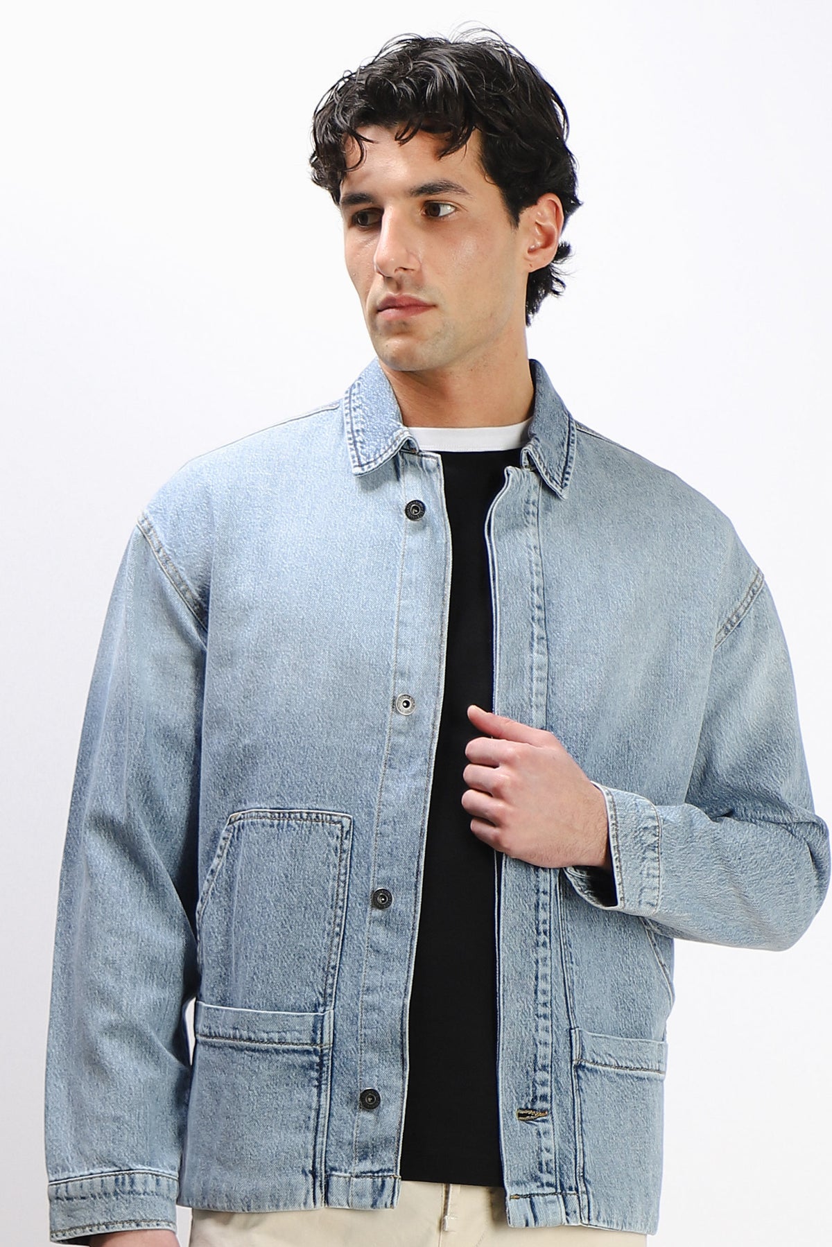 GIUBBOTTO OVERSHIRT DENIM CELESTE