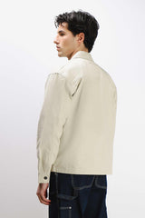 OVERSHIRT IN COTONE DOPPIA TASCA FRONTALE BEIGE CHIARO