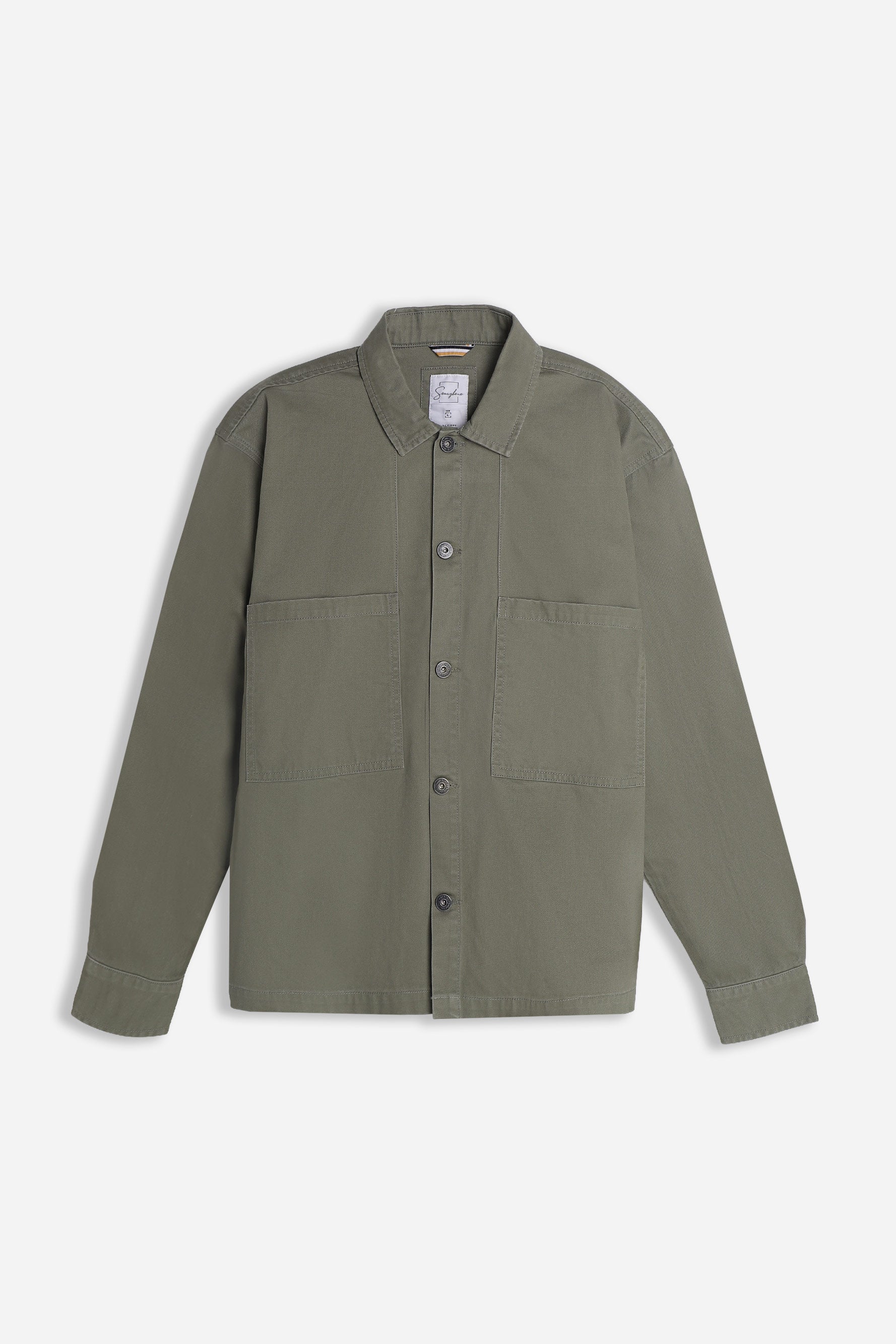 OVERSHIRT IN COTONE DOPPIA TASCA FRONTALE VERDE MILITARE