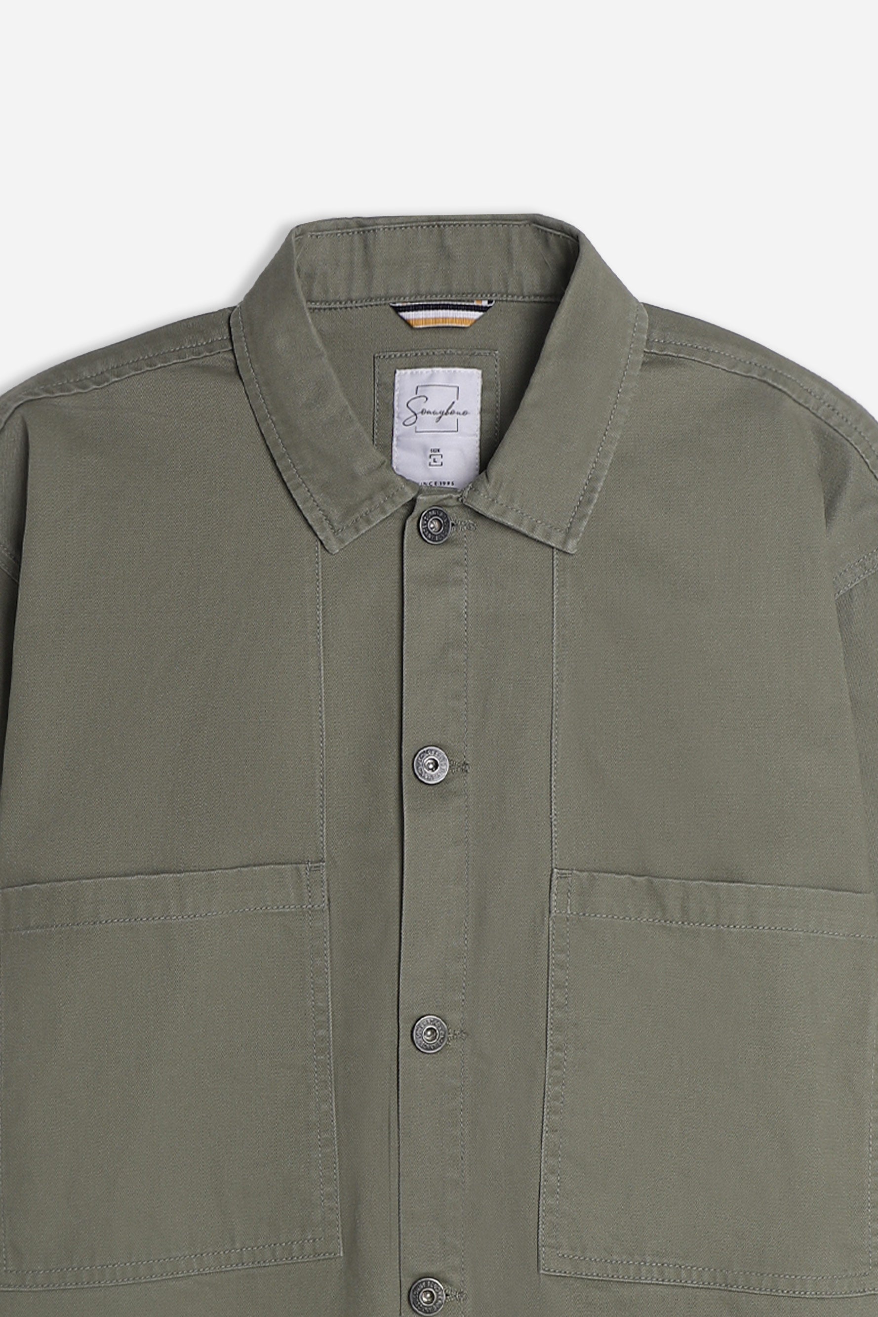 OVERSHIRT IN COTONE DOPPIA TASCA FRONTALE VERDE MILITARE
