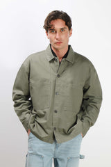 OVERSHIRT IN COTONE DOPPIA TASCA FRONTALE VERDE MILITARE