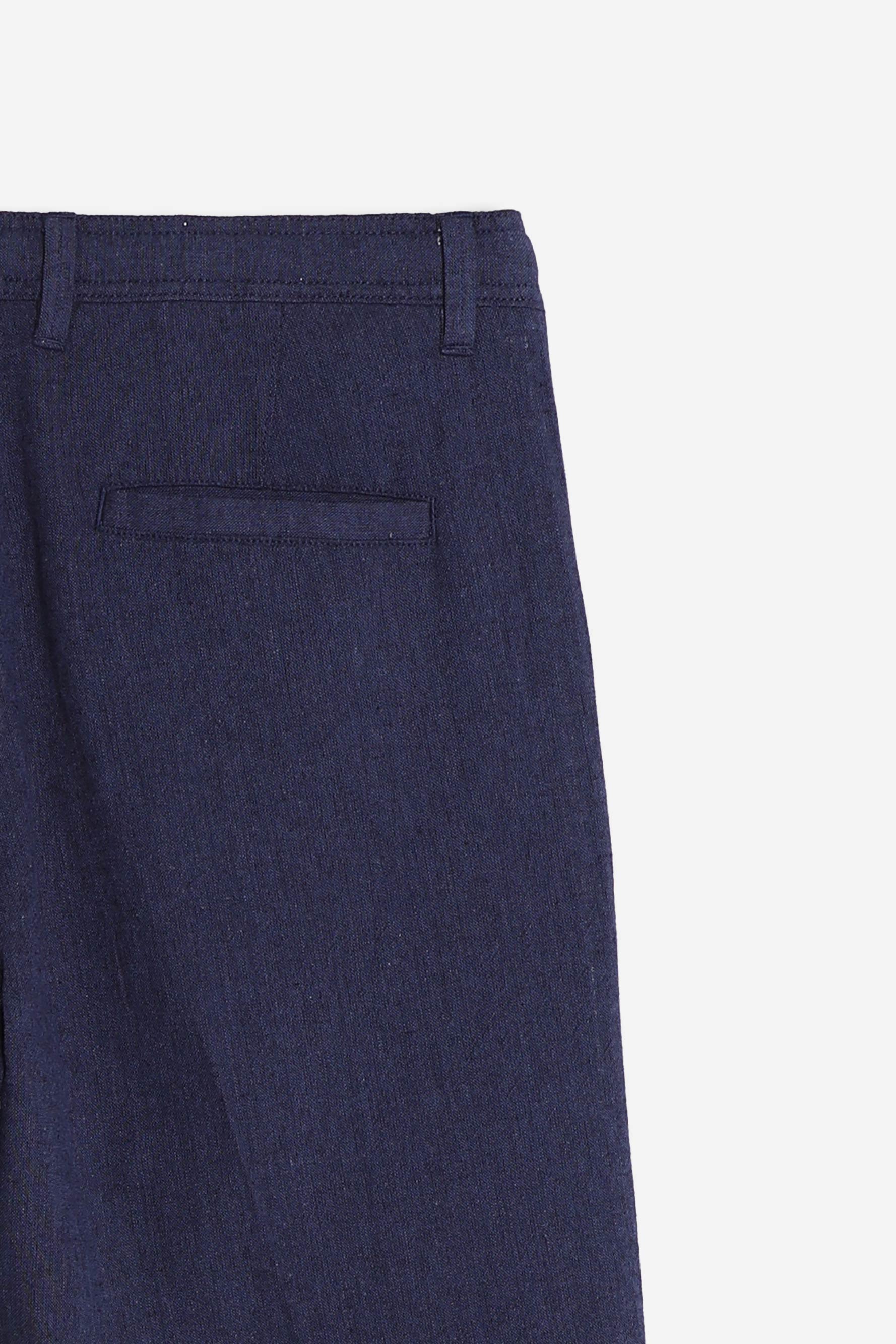 PANTALONE MISTO LINO CON COULISSE BLEU