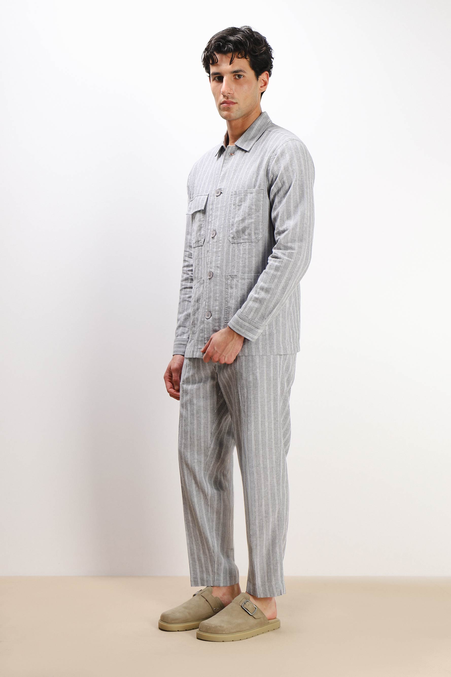 PANTALONE MISTO LINO CON COULISSE F GRIGIO